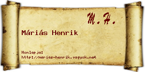 Máriás Henrik névjegykártya